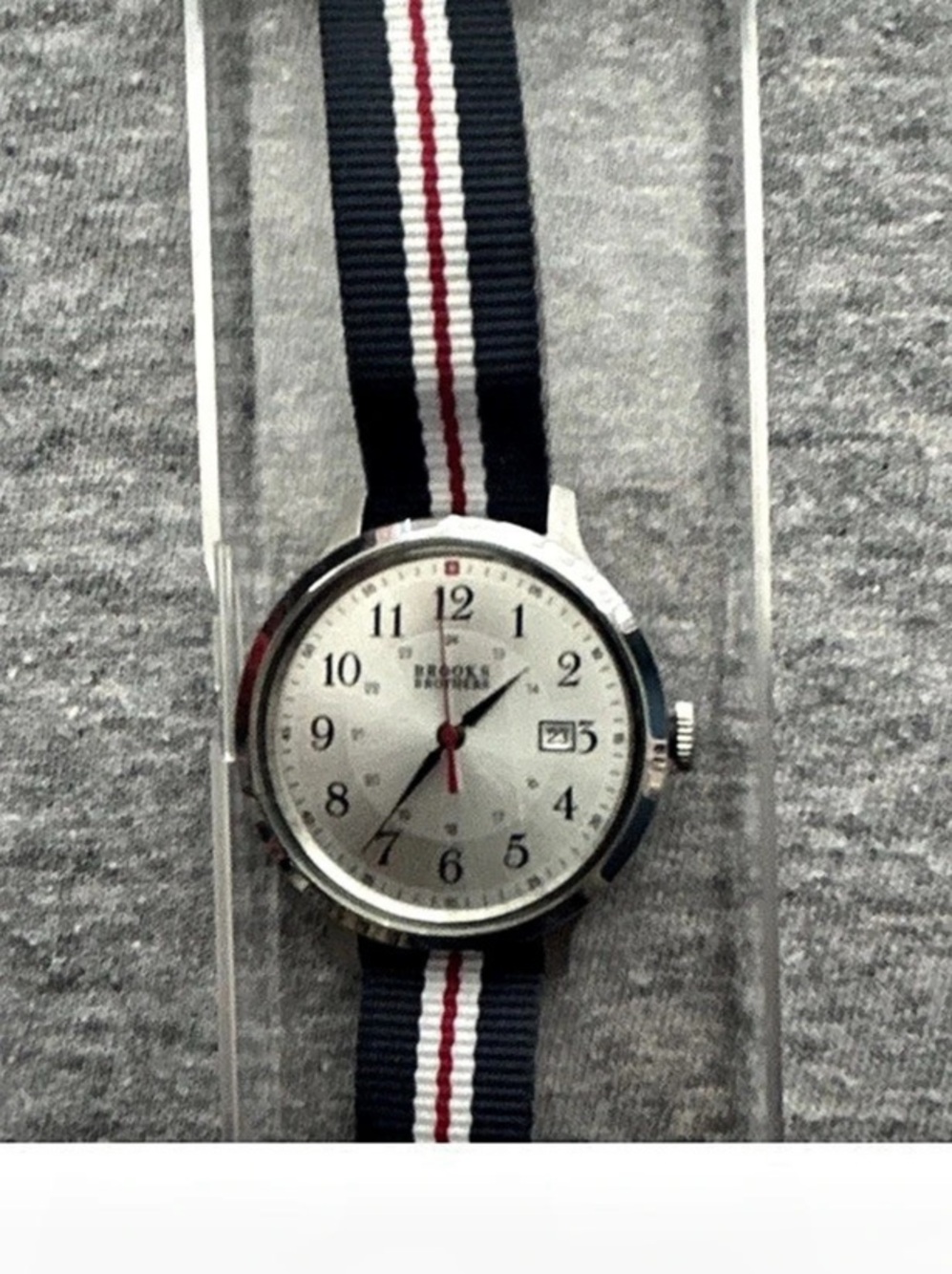 Brooks Brothers 346 Nylon Strap Watch Black & White